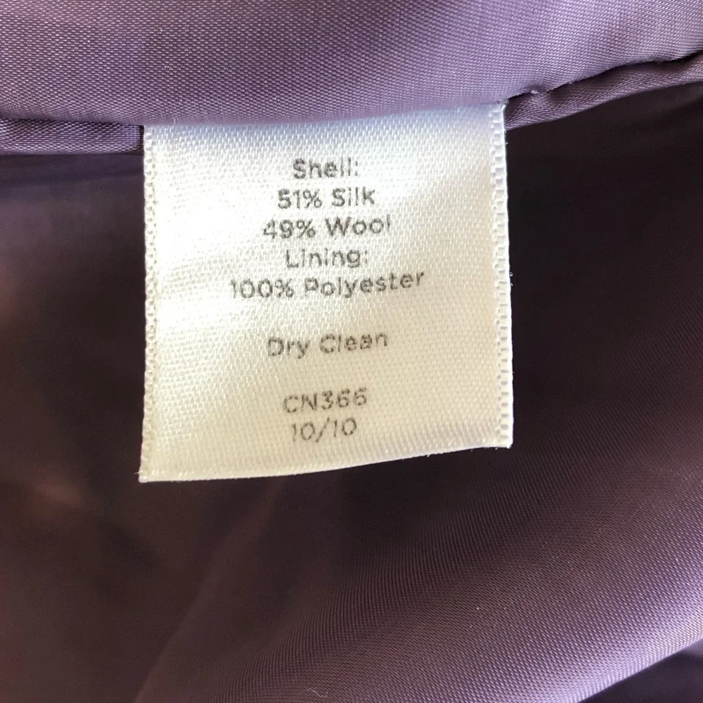 TALBOTS Sheath Dress Women's Size 8 Purple Square Neck Sleeveless Silk Wool - Picture 7 of 12
